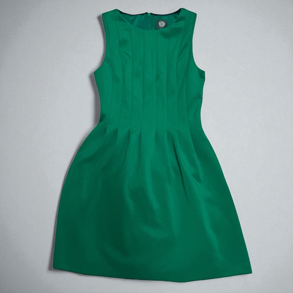Vince Camuto Green Sleeveless Fit & Flare Dress Women’s Size 6 Pockets Party - Picture 9 of 14